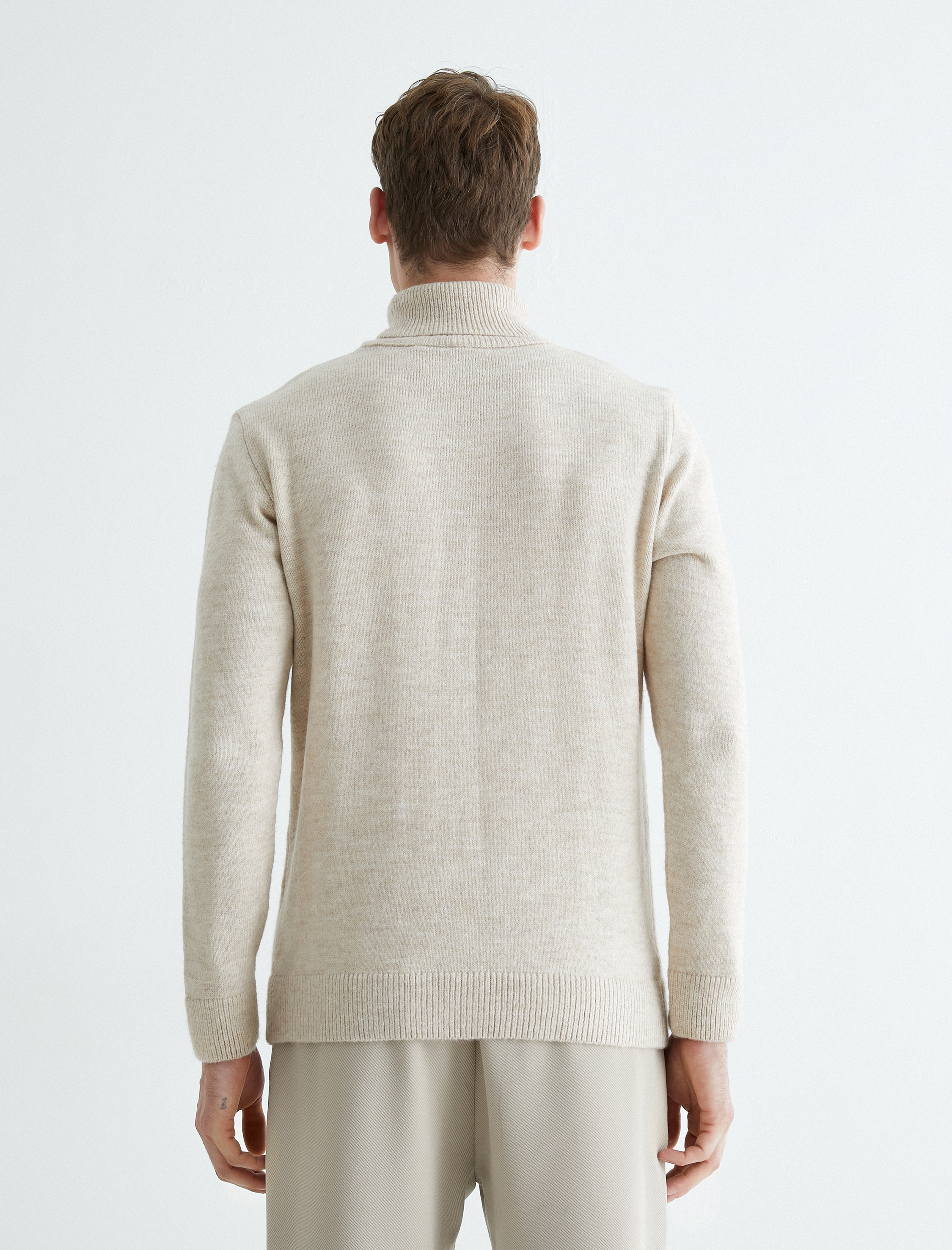   Balıkçı Yaka Kazak Basic Dar Kesim Akrilik Karışımlı