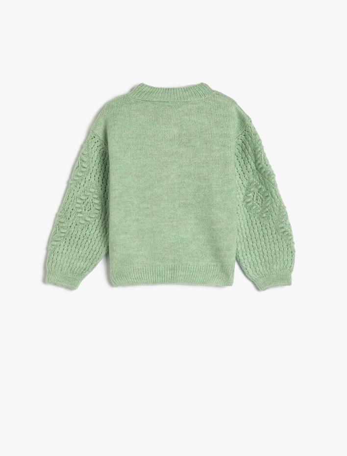 Kız Bebek Hırka Örgü Oversize Uzun Kollu Düğmeli Yuvarlak Yaka