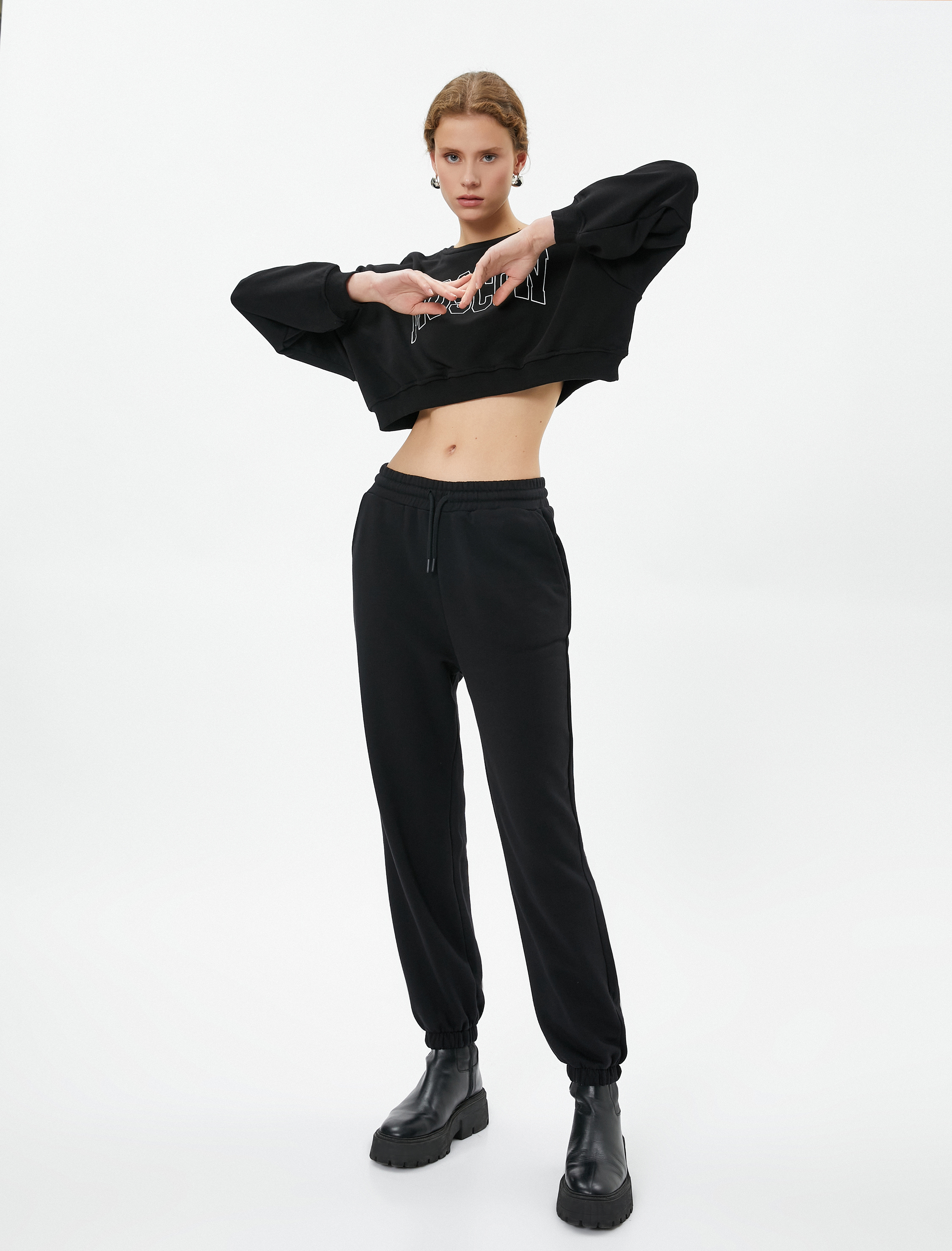   Jogger Eşofman Altı Beli Bağlamalı Pamuklu