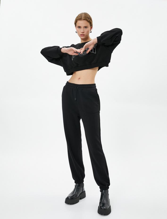  Jogger Eşofman Altı Beli Bağlamalı Pamuklu