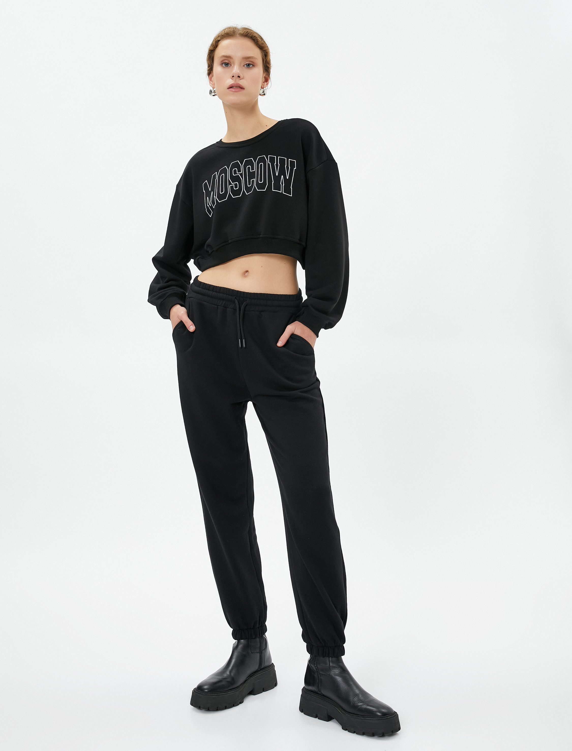   Jogger Eşofman Altı Beli Bağlamalı Pamuklu