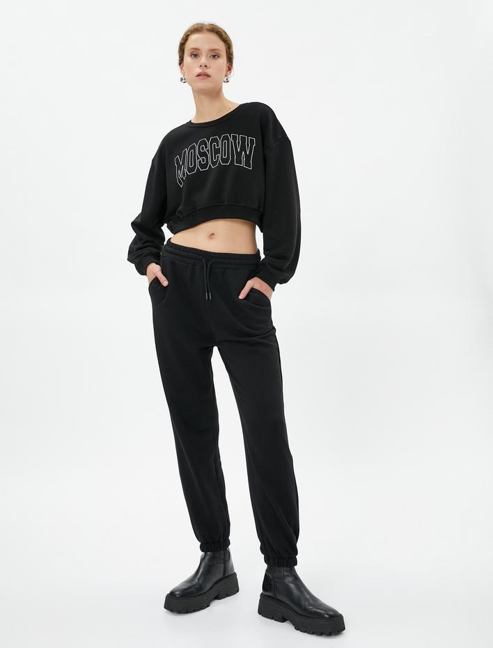  Jogger Eşofman Altı Beli Bağlamalı Pamuklu