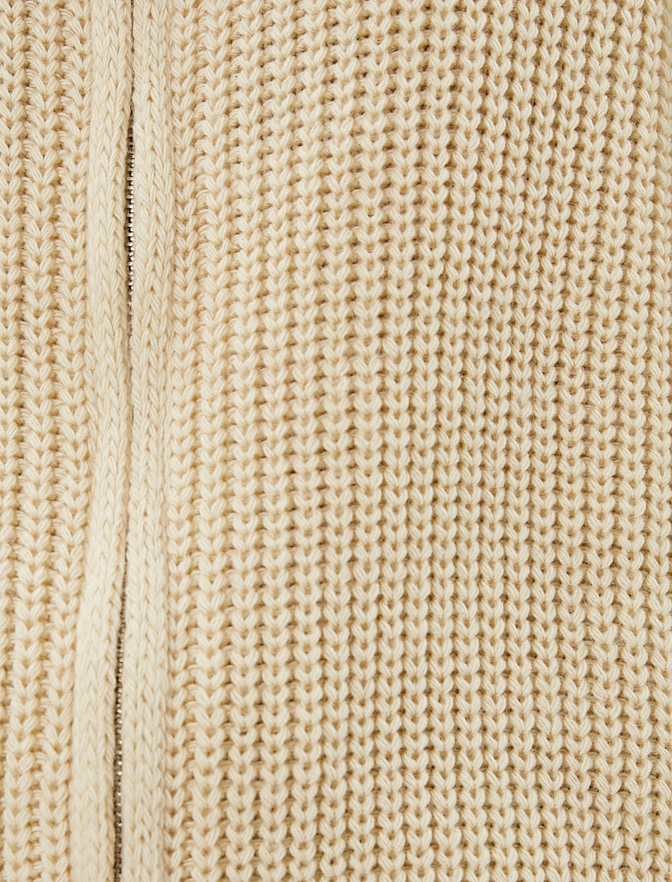   Fermuarlı Hırka Dik Yaka Örgü Ribanalı Uzun Kollu