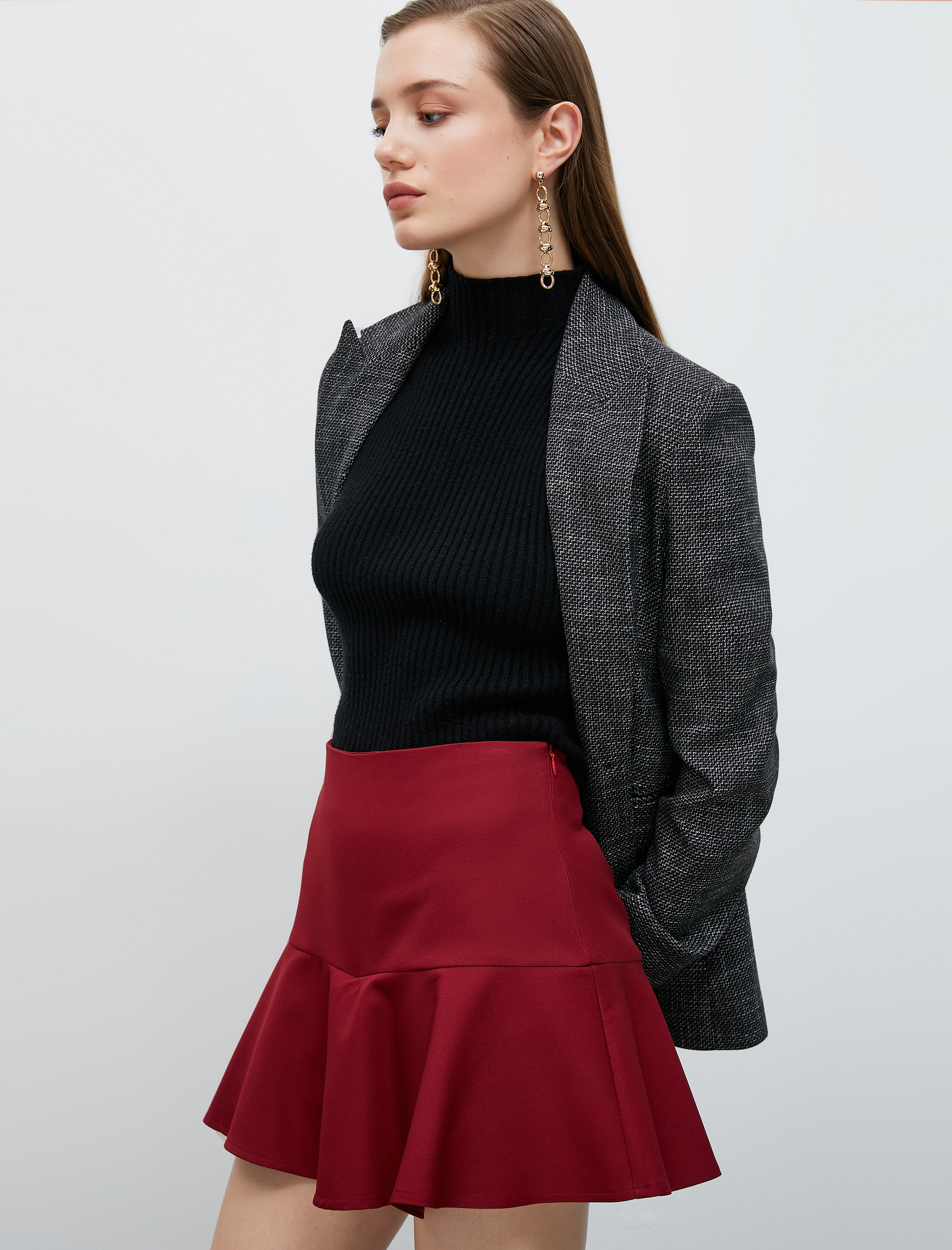   Volanlı Mini Şort Etek