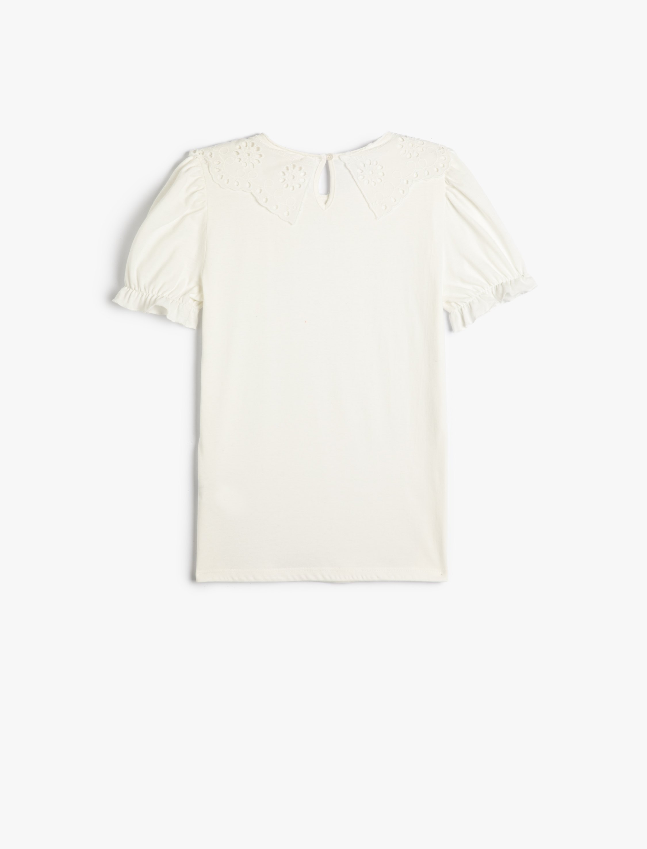  Kız Çocuk Bluz Kısa Balon Kollu Geniş Bebe Yaka Pamuklu