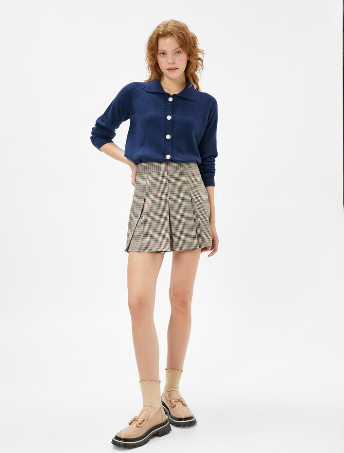  Polo Yaka Hırka Uzun Kollu Düğmeli Örgü