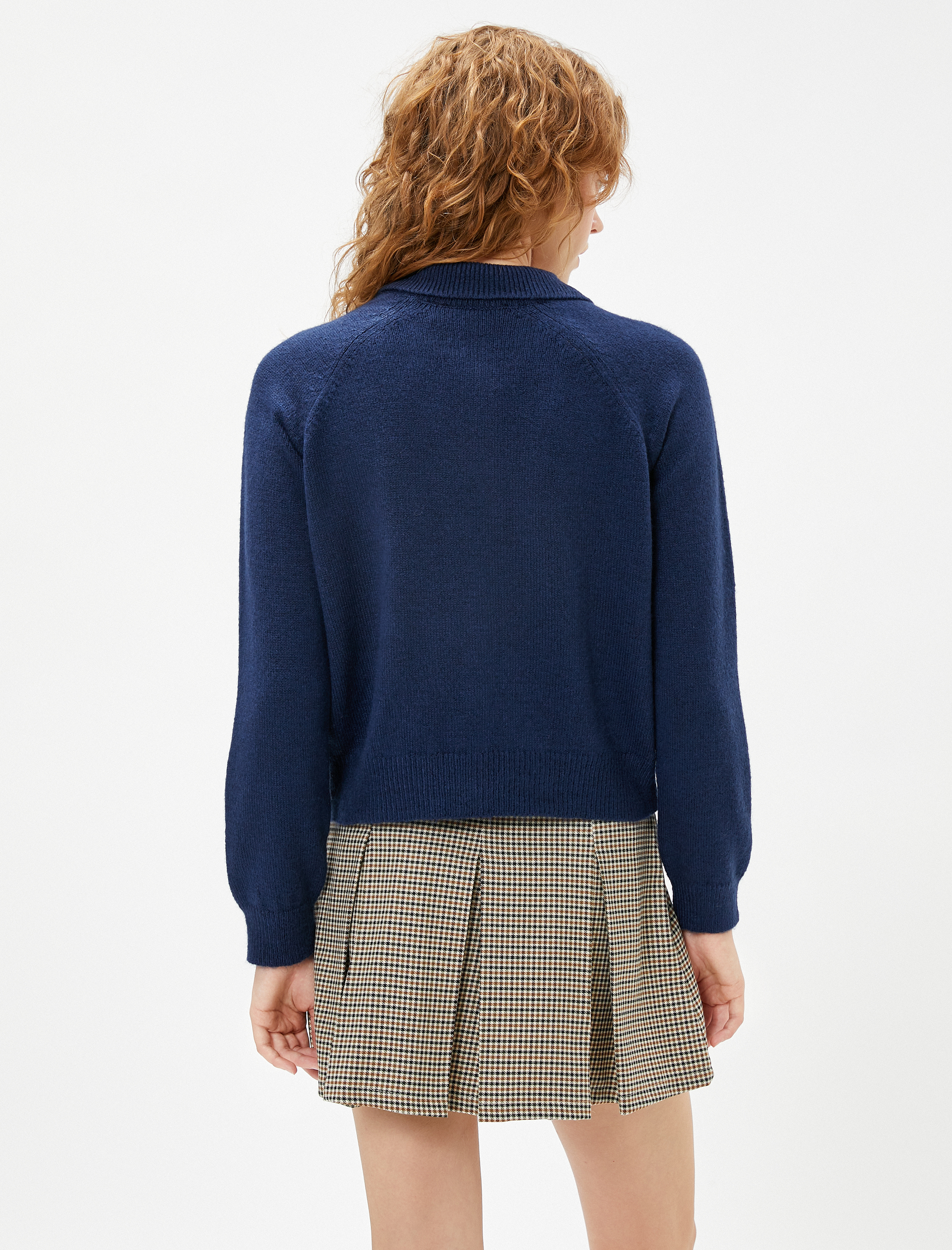   Polo Yaka Hırka Uzun Kollu Düğmeli Örgü