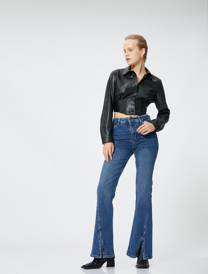  İspanyol Paça Kot Pantolon Yüksek Bel - Flare Jeans