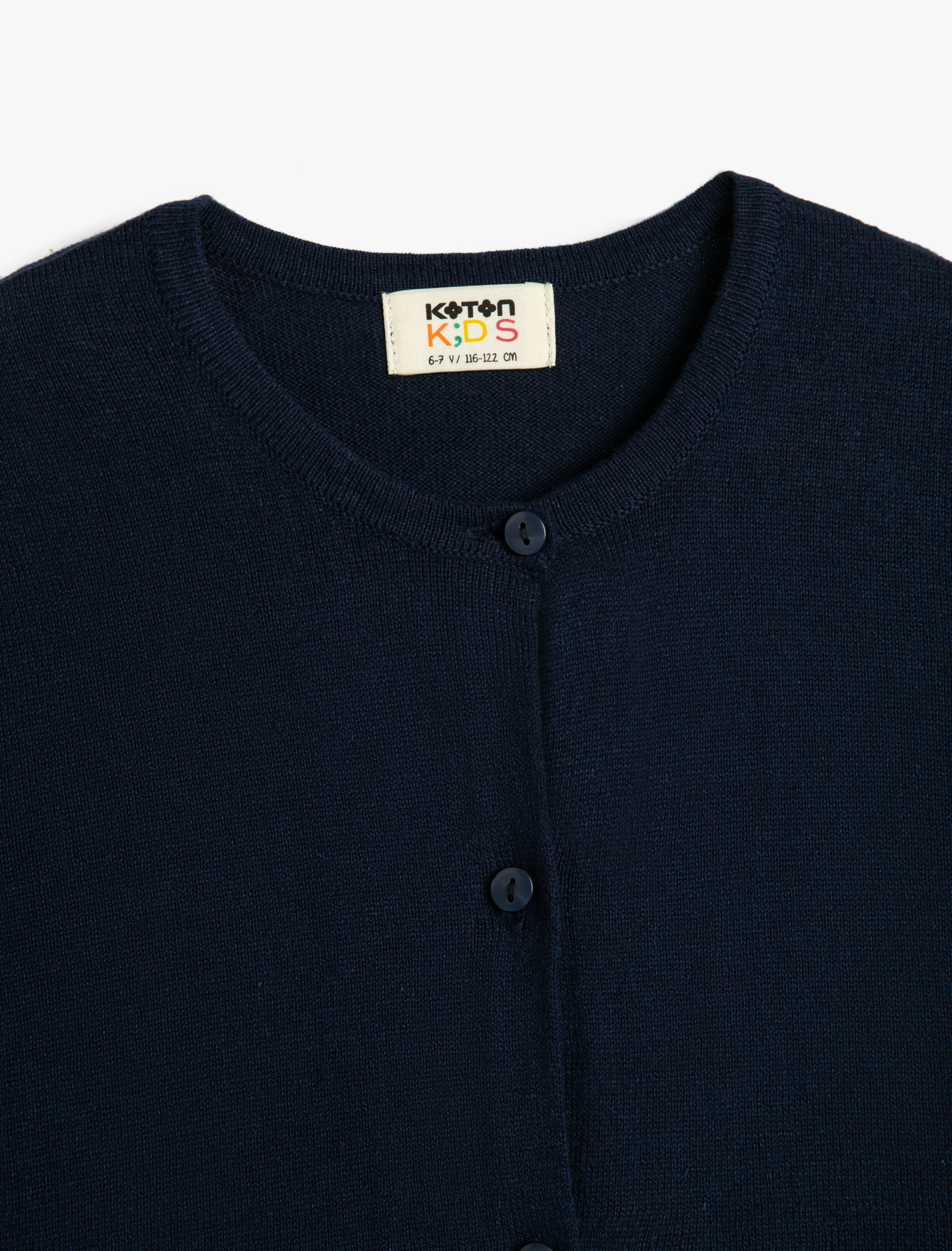  Kız Çocuk Basic Triko Hırka Yuvarlak Yaka Düğmeli Uzun Kollu