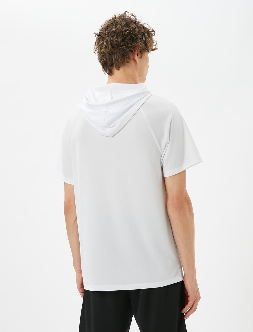   Basic Spor Tişört Kapşonlu Reglan Kollu