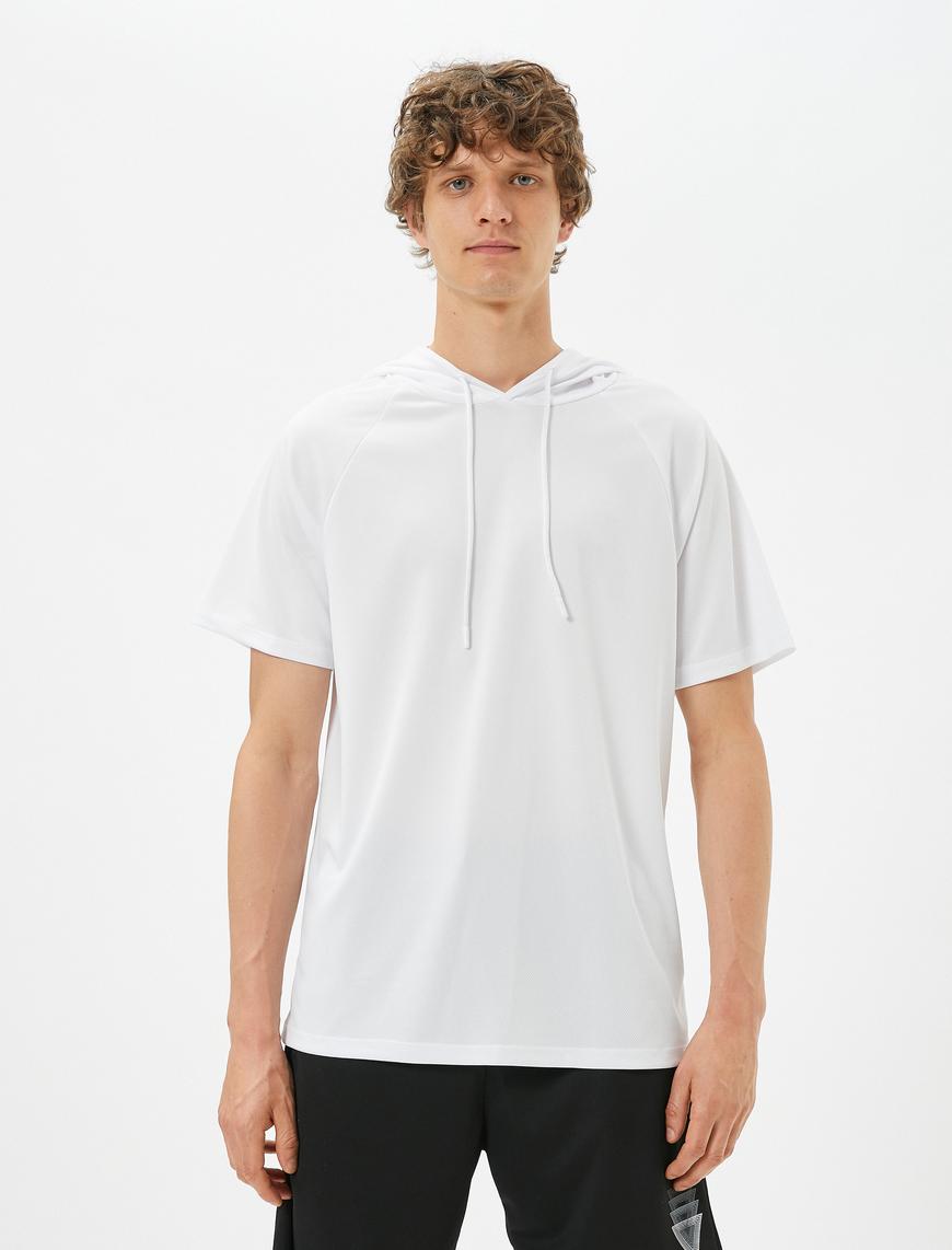   Basic Spor Tişört Kapşonlu Reglan Kollu