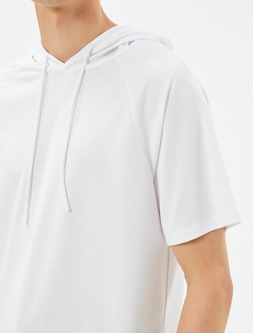   Basic Spor Tişört Kapşonlu Reglan Kollu