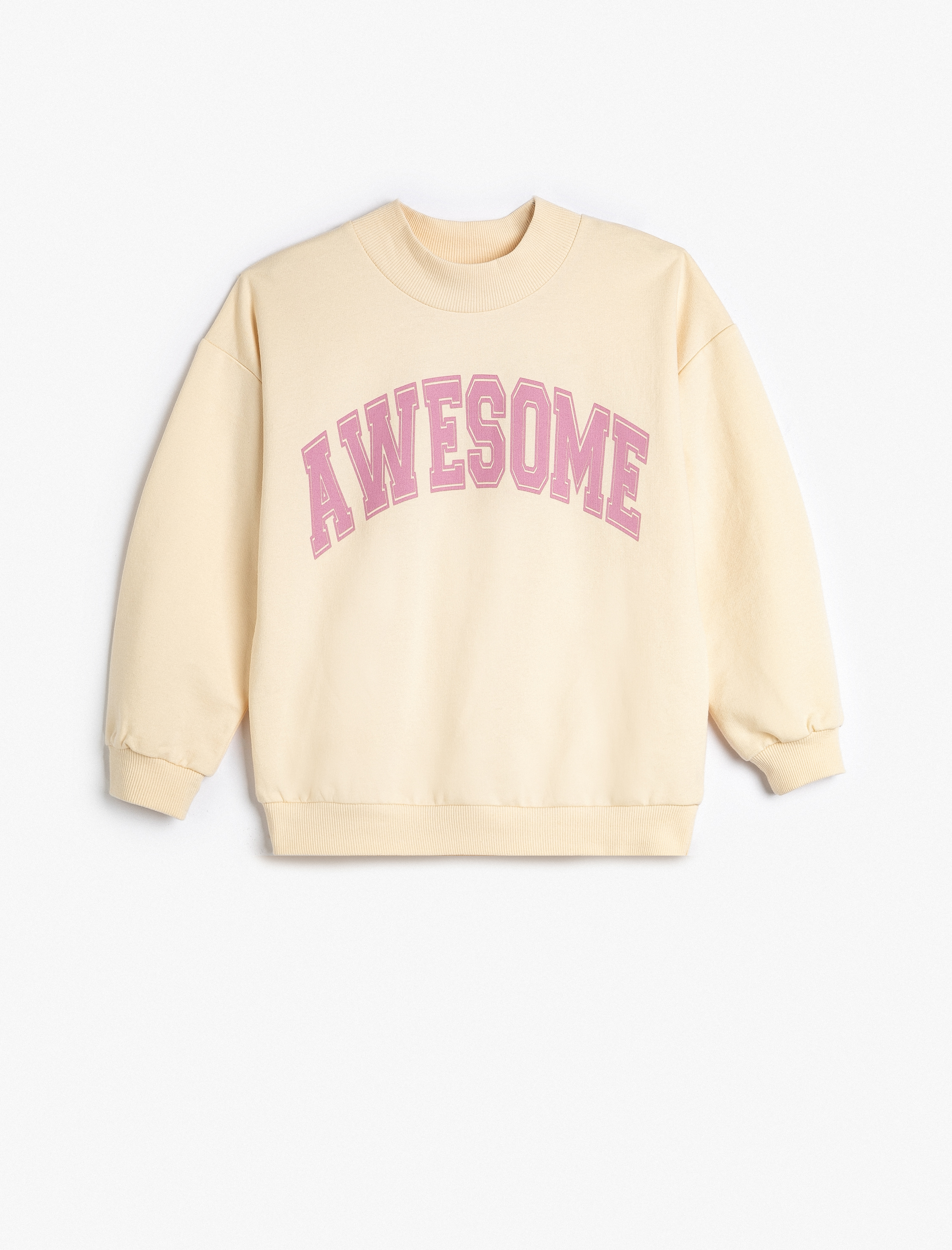 Kız Çocuk Oversize Sweat Dik Yaka Uzun Kollu Baskılı