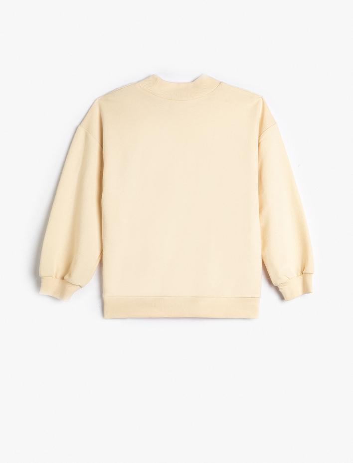 Kız Çocuk Oversize Sweat Dik Yaka Uzun Kollu Baskılı