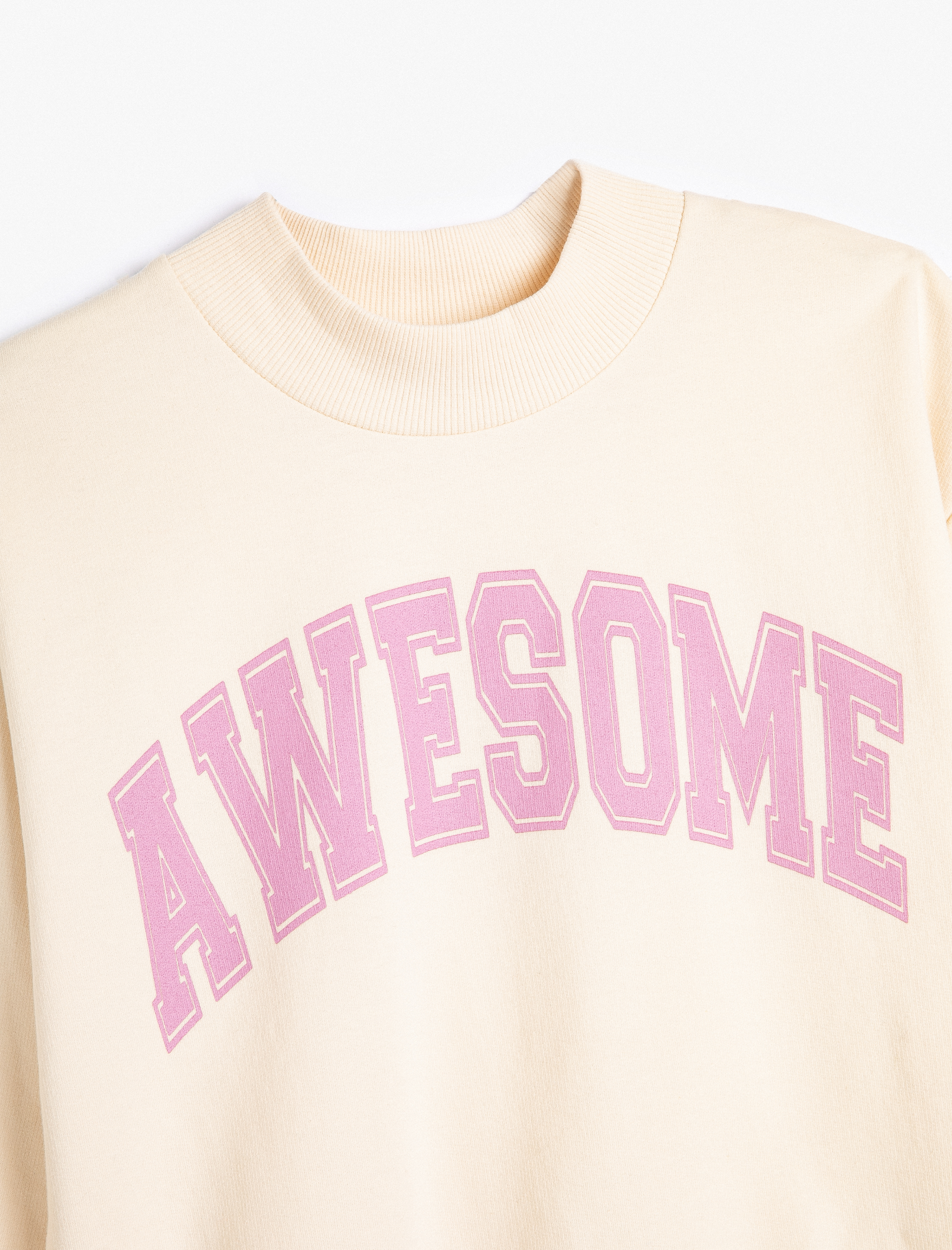 Kız Çocuk Oversize Sweat Dik Yaka Uzun Kollu Baskılı