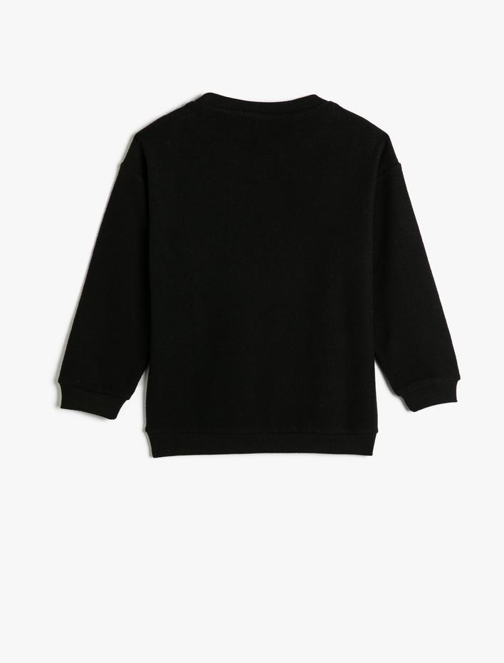 Erkek Çocuk Basic Sweatshirt Pamuklu Bisiklet Yaka Etiket Detaylı