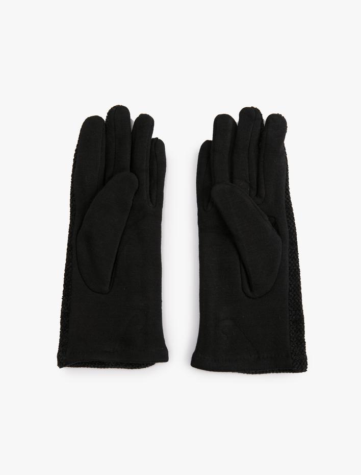 Kadın Polar Eldiven Yumuşak Dokulu Düğme Detaylı