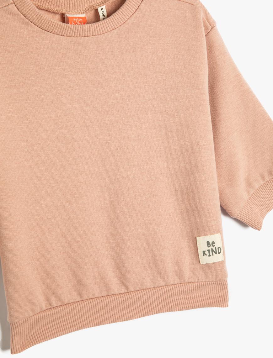  Kız Bebek Basic Sweatshirt Uzun Kollu Bisiklet Yaka Pamuklu Şardonlu