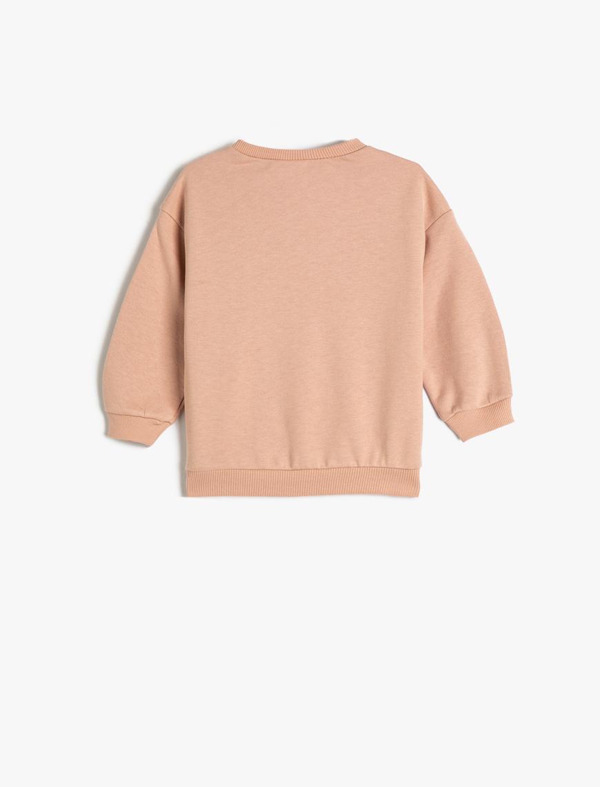  Kız Bebek Basic Sweatshirt Uzun Kollu Bisiklet Yaka Pamuklu Şardonlu