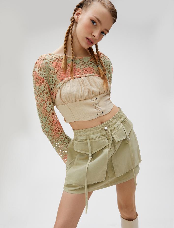  Kargo Kot Etek Cep Detaylı Beli Lastikli