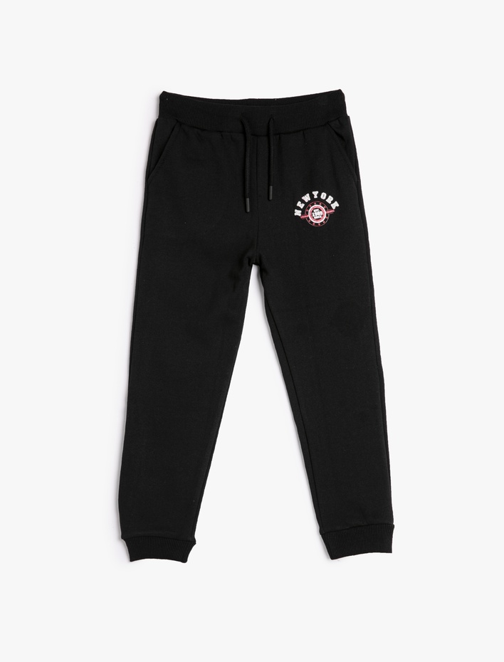 Erkek Çocuk Jogger Eşofman Altı Beli Bağlamalı Cepli Baskı Detaylı