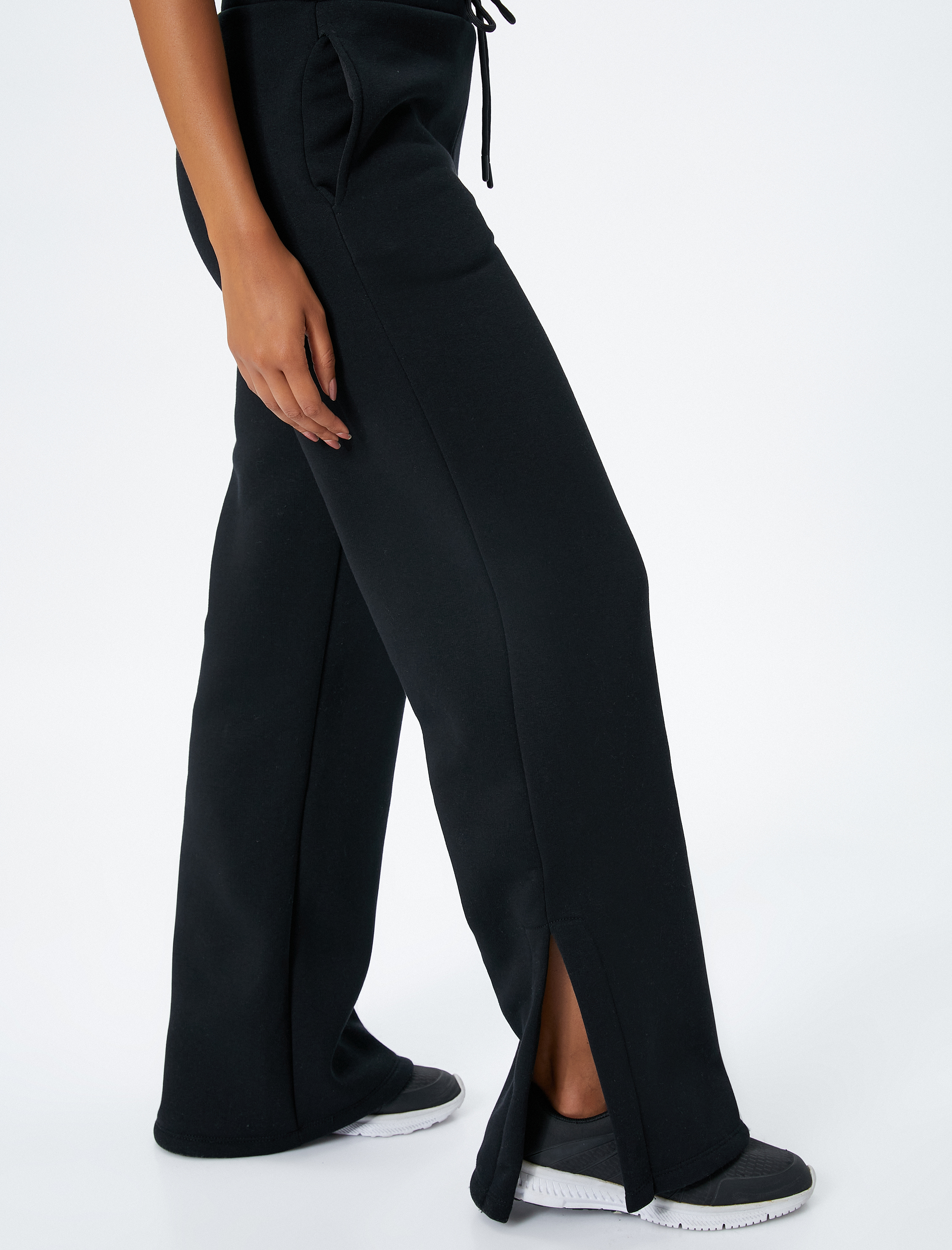   Bol Paça Eşofman Altı Spor Beli Bağcıklı Şardonlu Cepli