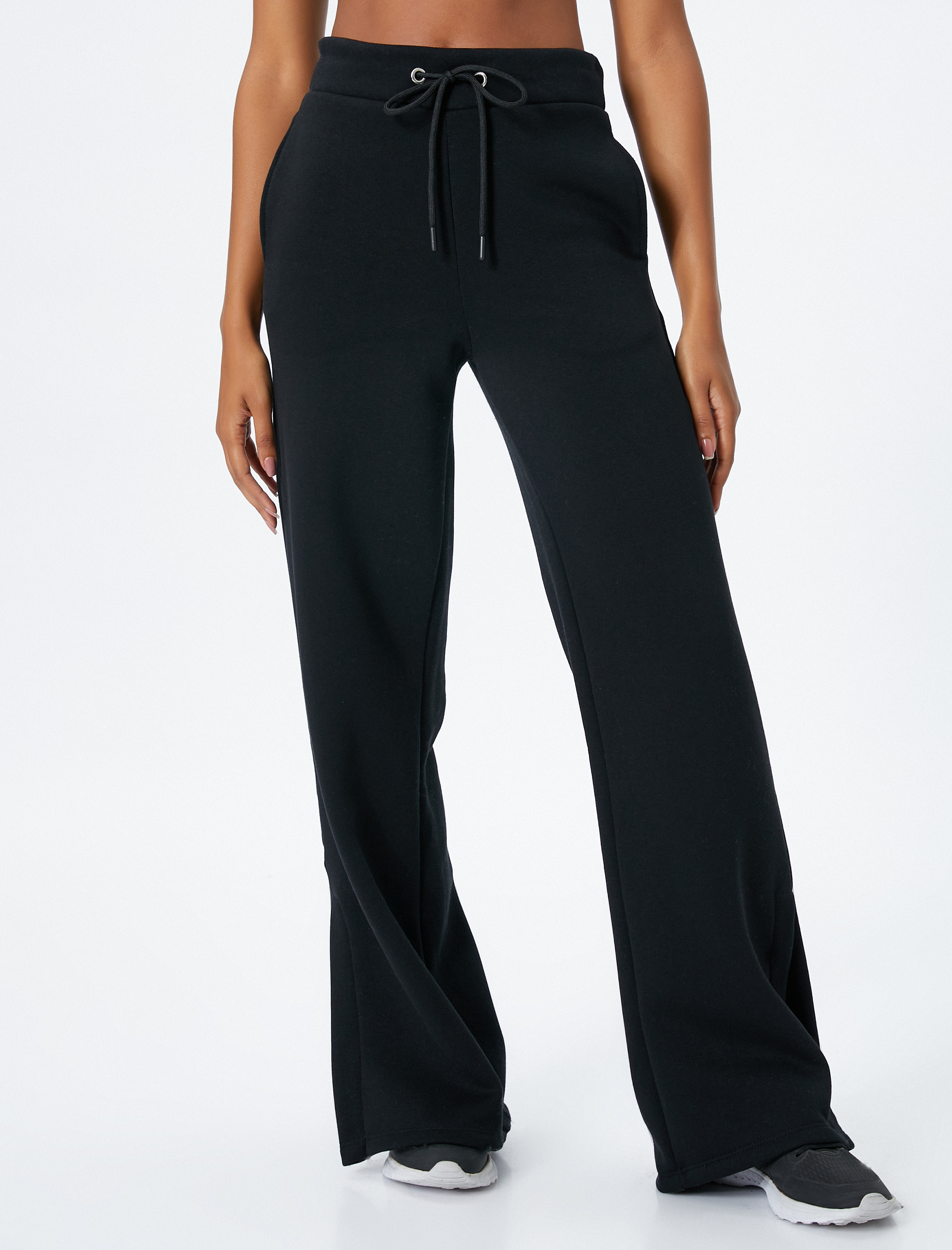   Bol Paça Eşofman Altı Spor Beli Bağcıklı Şardonlu Cepli