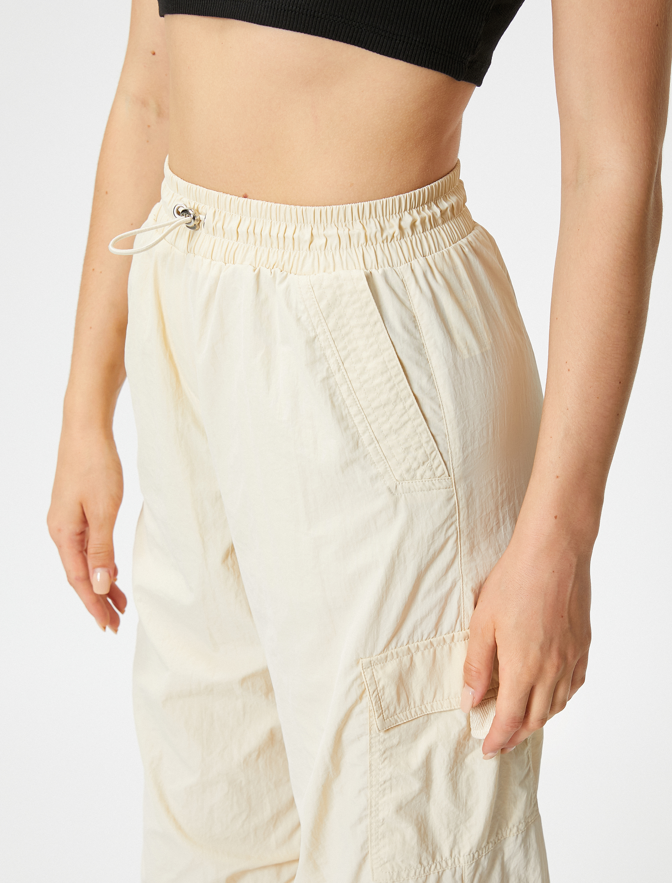   Paraşüt Pantolon Beli Lastikli Stoper Detaylı Cepli