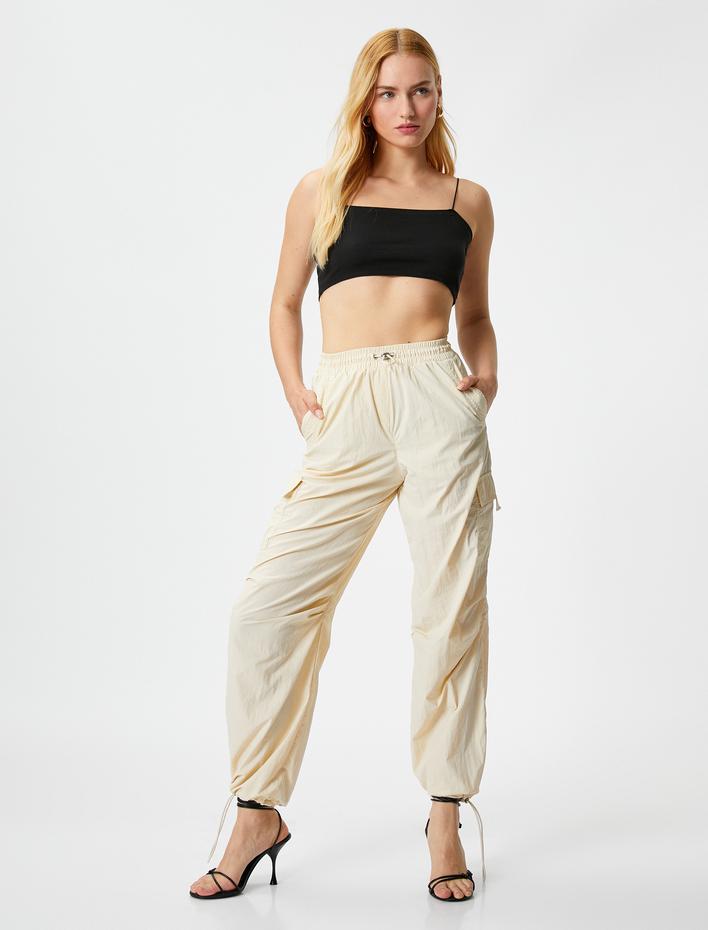  Paraşüt Pantolon Beli Lastikli Stoper Detaylı Cepli