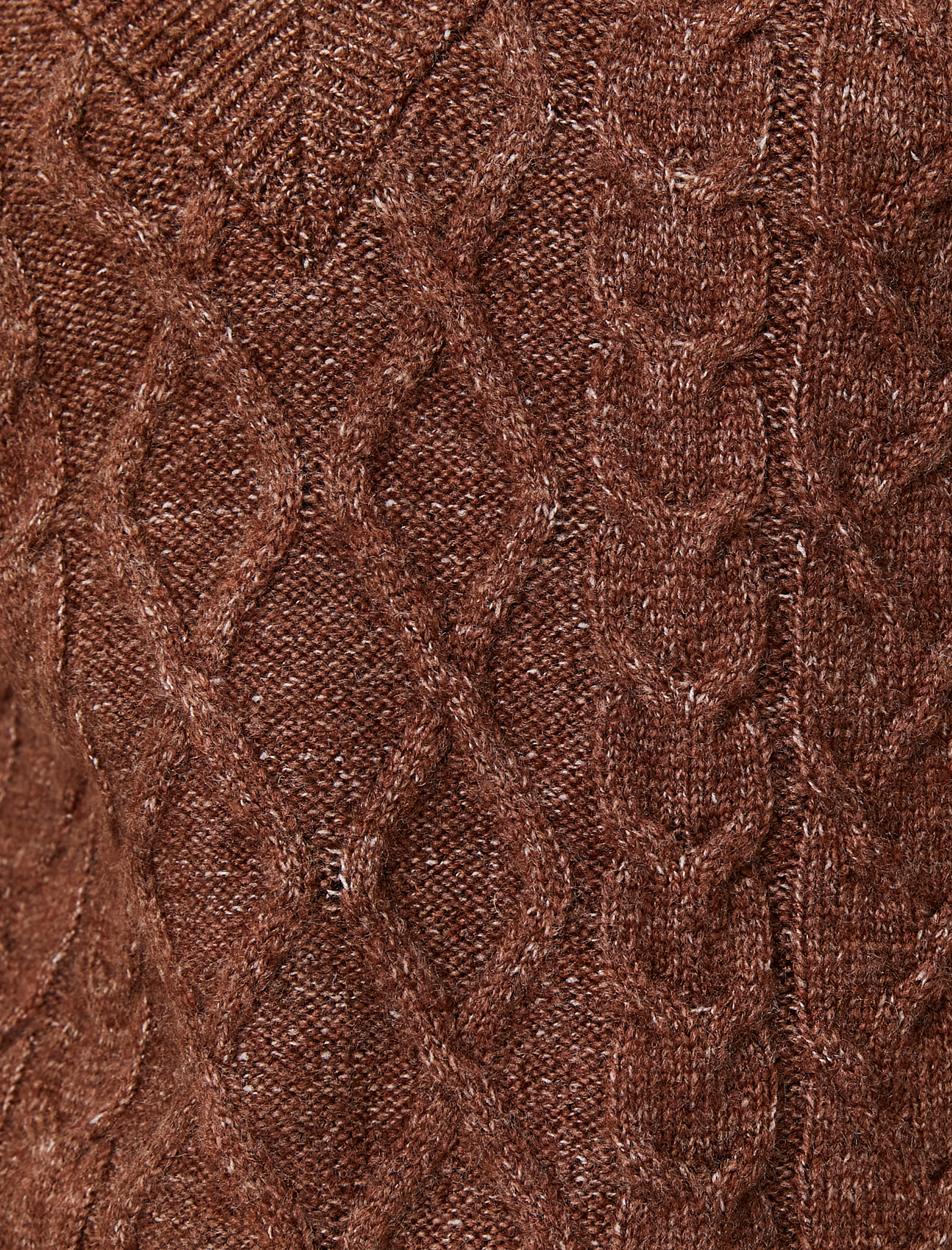   V Yaka Süveter Saç Örgü Detaylı