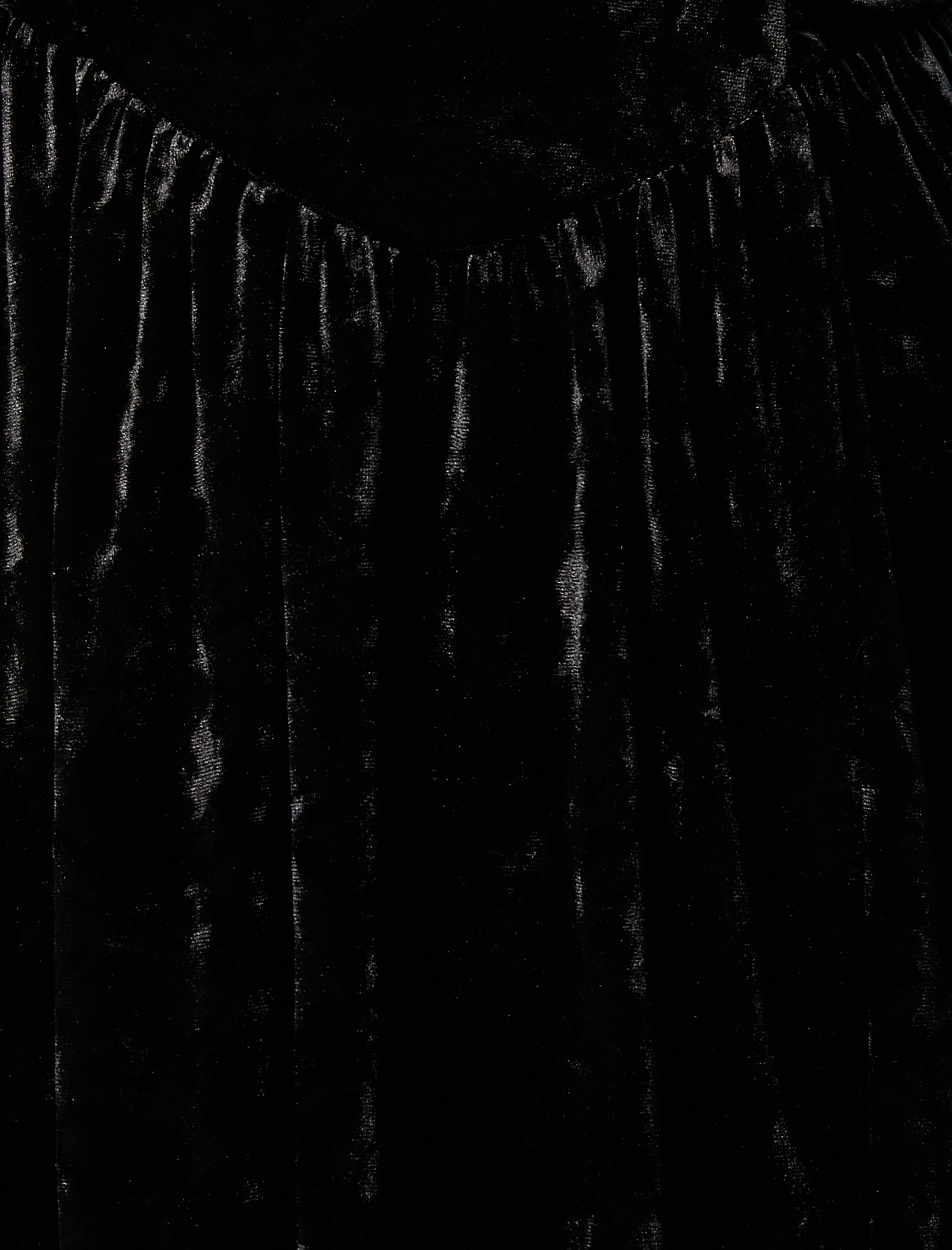   Midi Kadife Elbise İnce Askılı Yırtmaçlı Drapeli