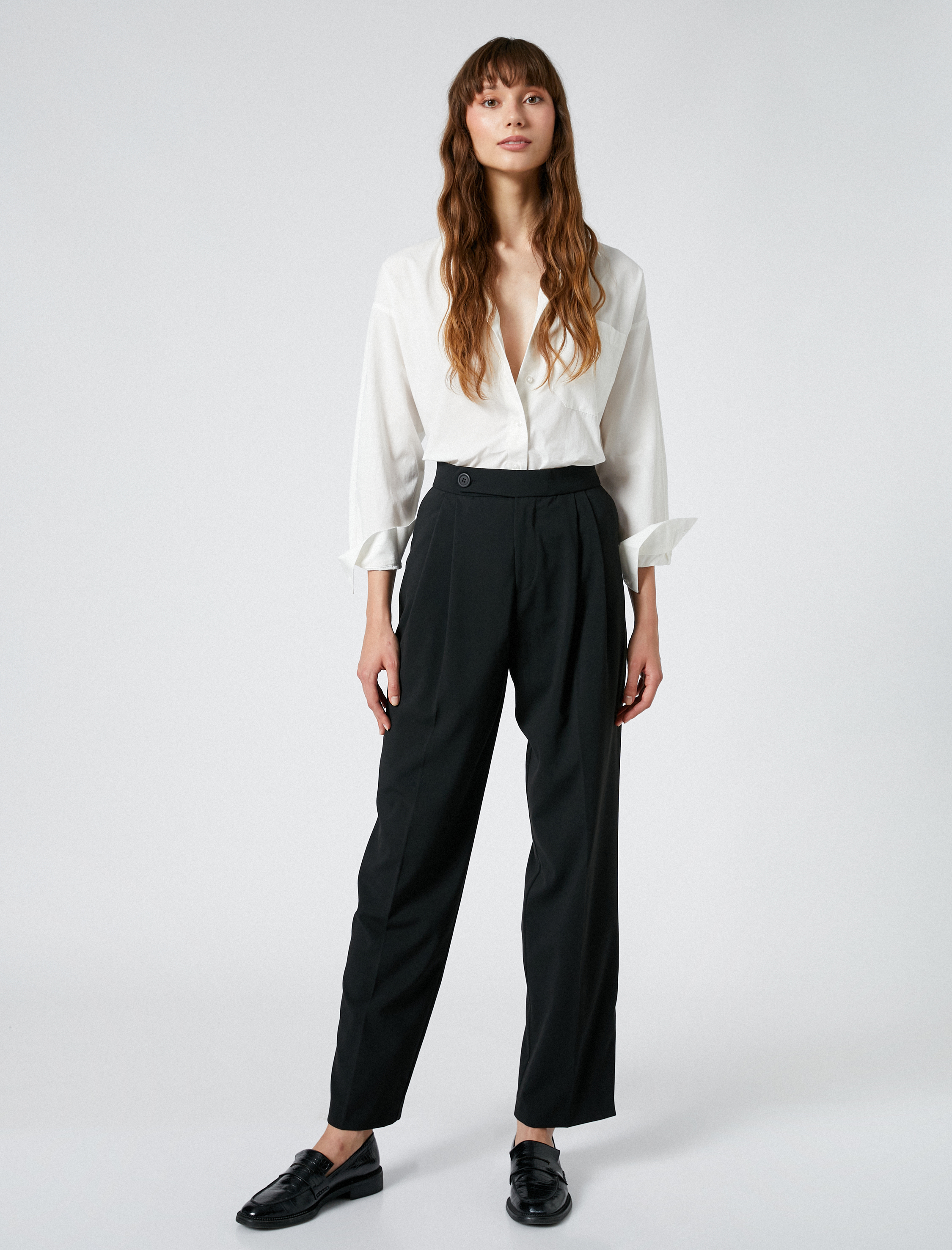   Oversize Gömlek Uzun Kollu Cep Detaylı Düğmeli Pamuklu