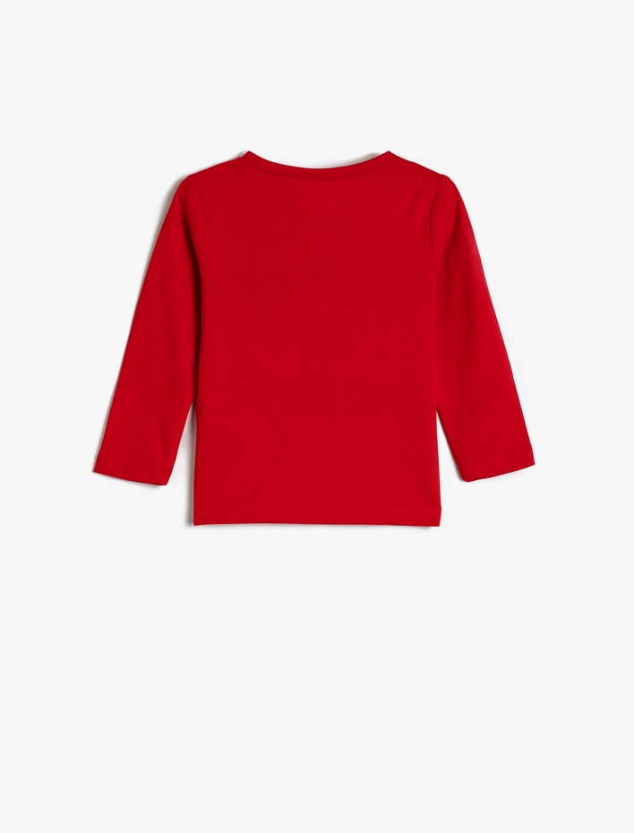 Kız Bebek Tişört Uzun Kollu Bisiklet Yaka Baskılı Pamuklu