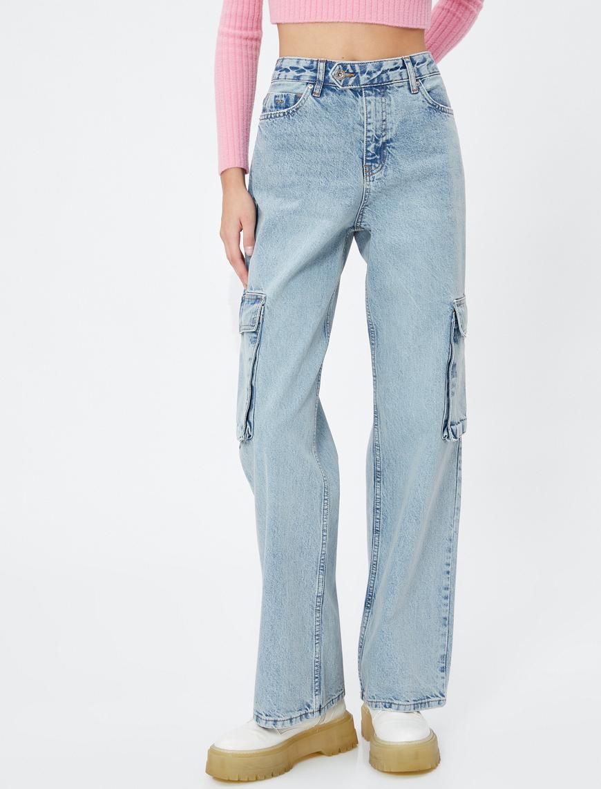   Straight Jean Kargo Kot Pantolon Düz Paça - Eve Jeans