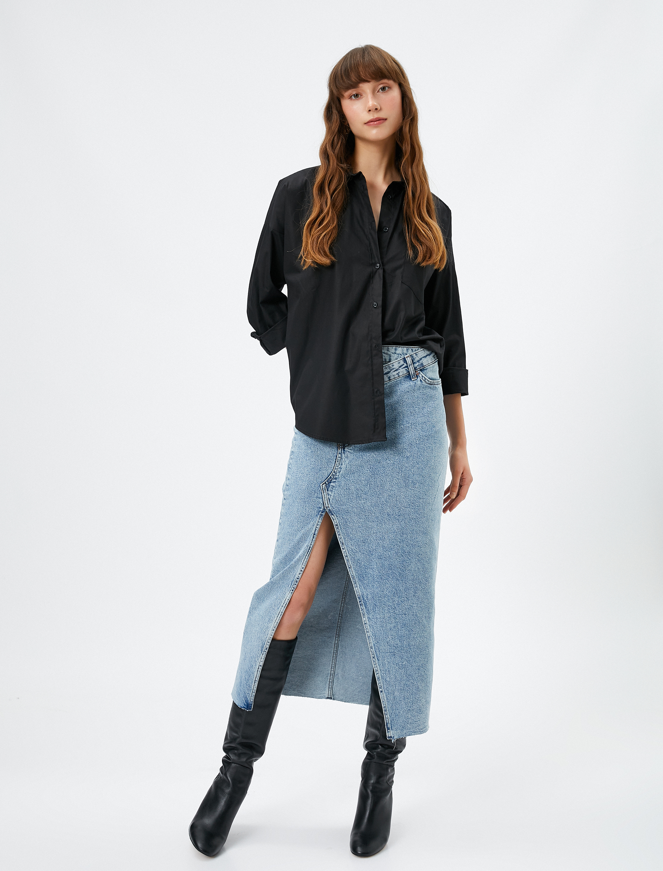   Uzun Kollu Gömlek Cep Detaylı Düğmeli Pamuklu