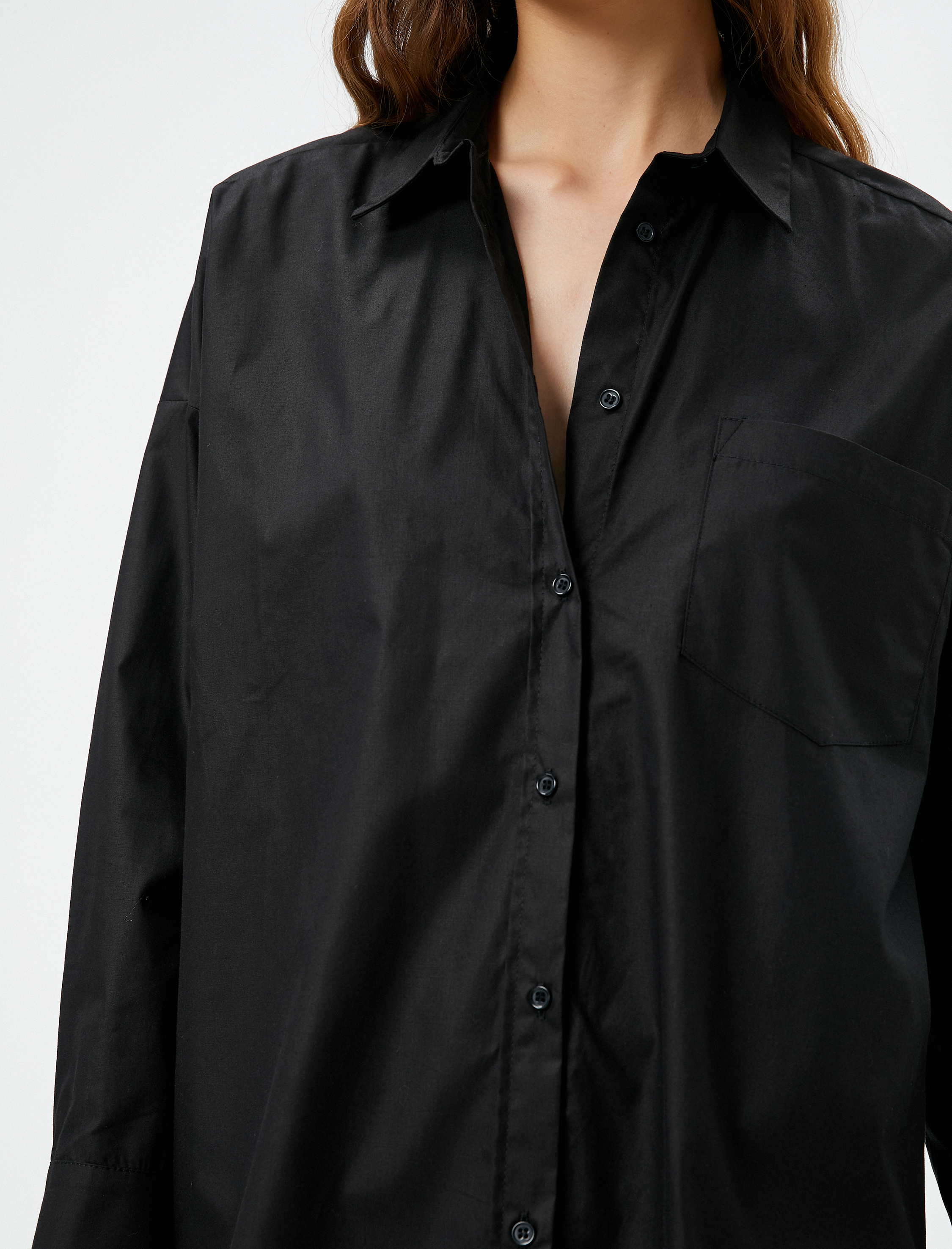   Uzun Kollu Gömlek Cep Detaylı Düğmeli Pamuklu