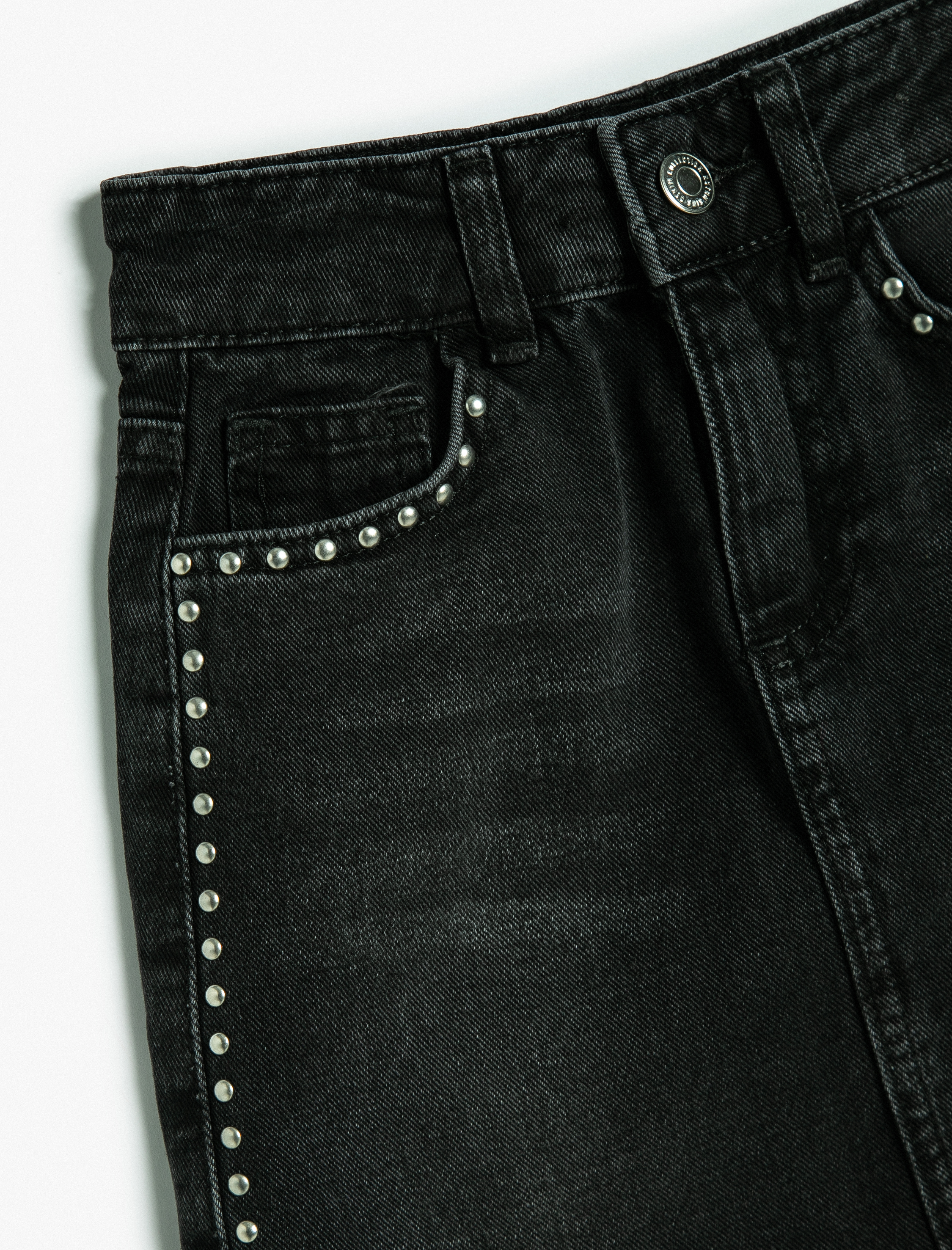  Kız Çocuk Mini Kot Etek Cepli Zımba Detaylı Pamuklu