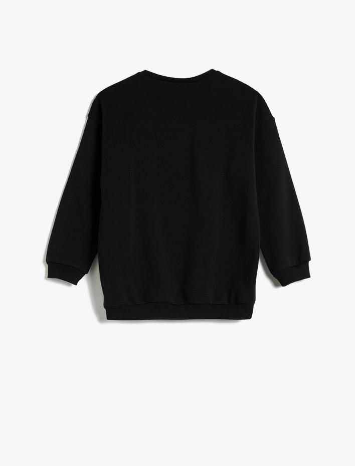 Erkek Çocuk Batman Sweatshirt Lisanslı Pullu Payetli Şardonlu Bisiklet Yaka