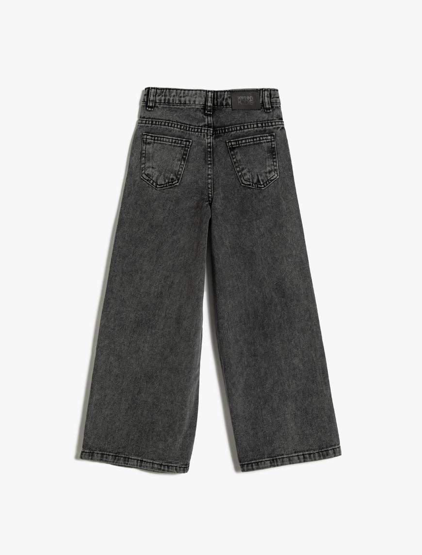  Kız Çocuk Bol Paça Kot Pantolon - Wide Leg Jean