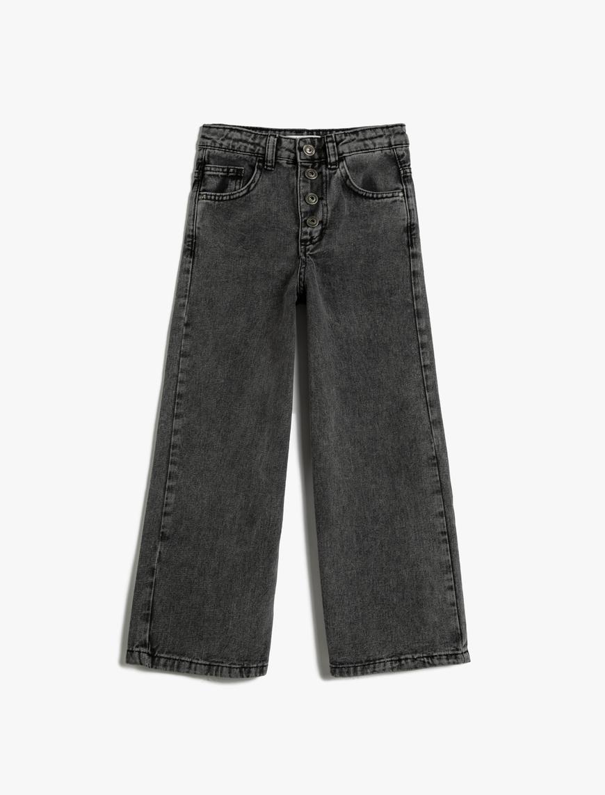  Kız Çocuk Bol Paça Kot Pantolon - Wide Leg Jean