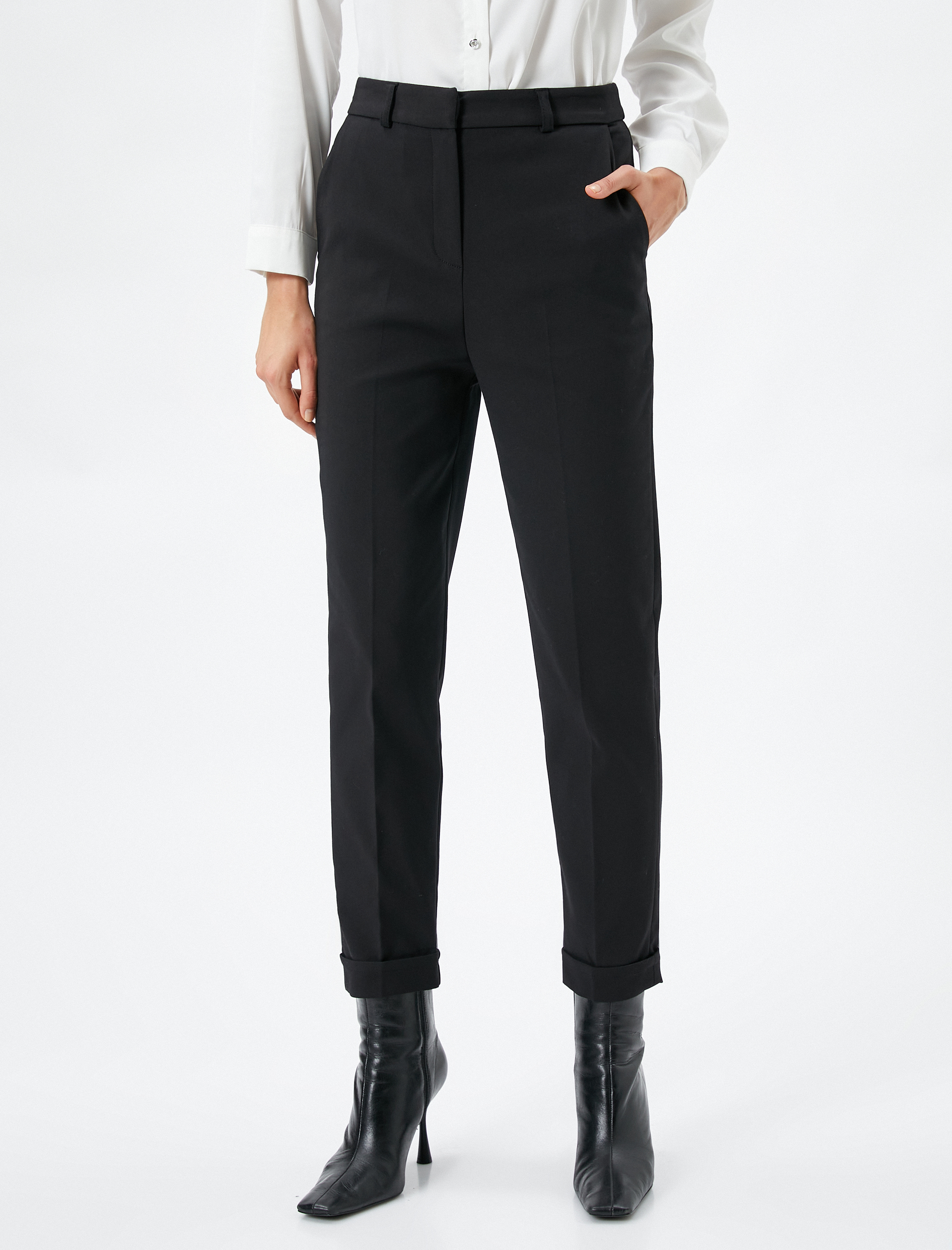   Kumaş Cigarette Pantolon Normal Bel Cepli Fermuarlı