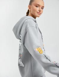 Tom ve Jerry Kapüşonlu Sweatshirt Baskılı Lisanslı