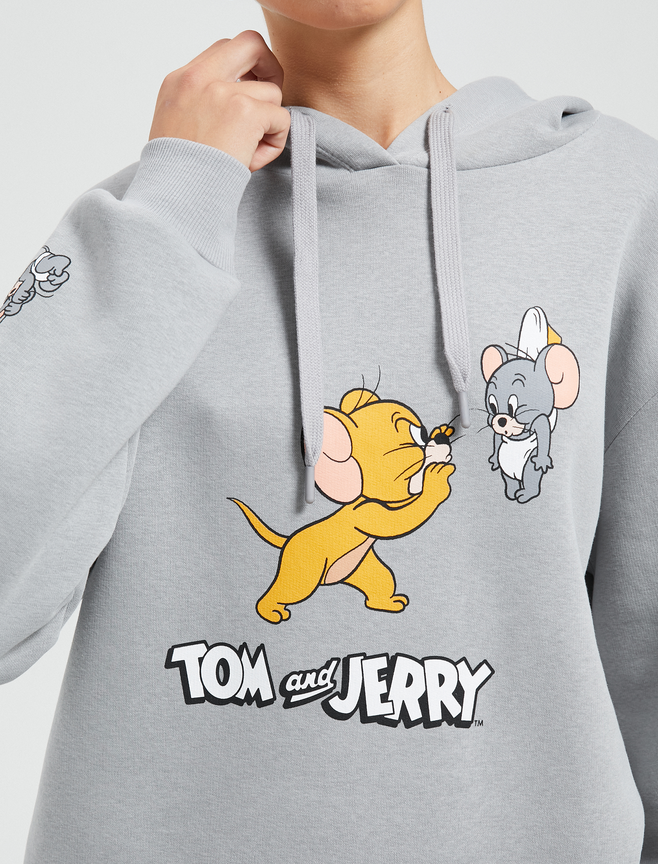   Şardonlu Tom ve Jerry Kapüşonlu Sweatshirt Baskılı Lisanslı