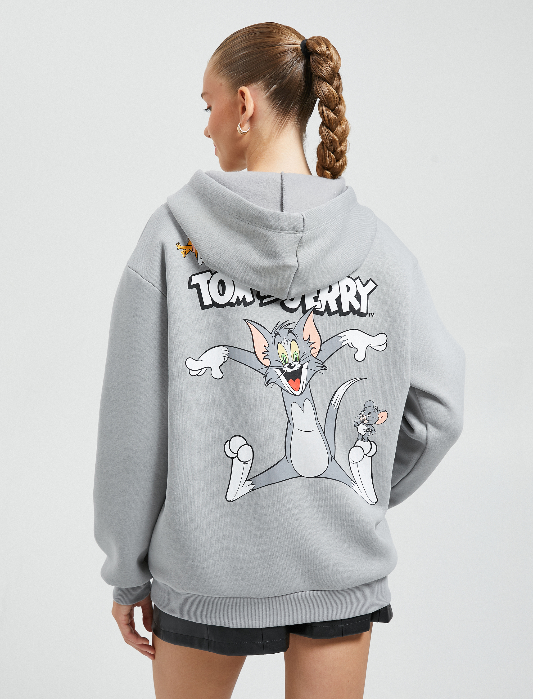   Şardonlu Tom ve Jerry Kapüşonlu Sweatshirt Baskılı Lisanslı