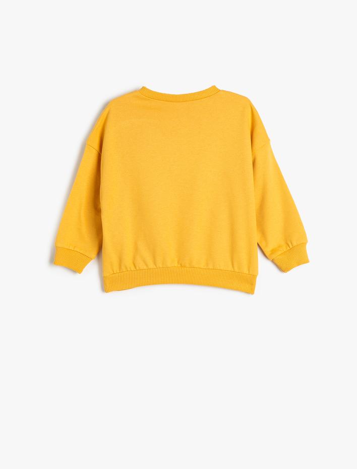 Erkek Bebek Dinozor Baskılı Uzun Kollu Bisiklet Yaka Şardonlu Pamuklu