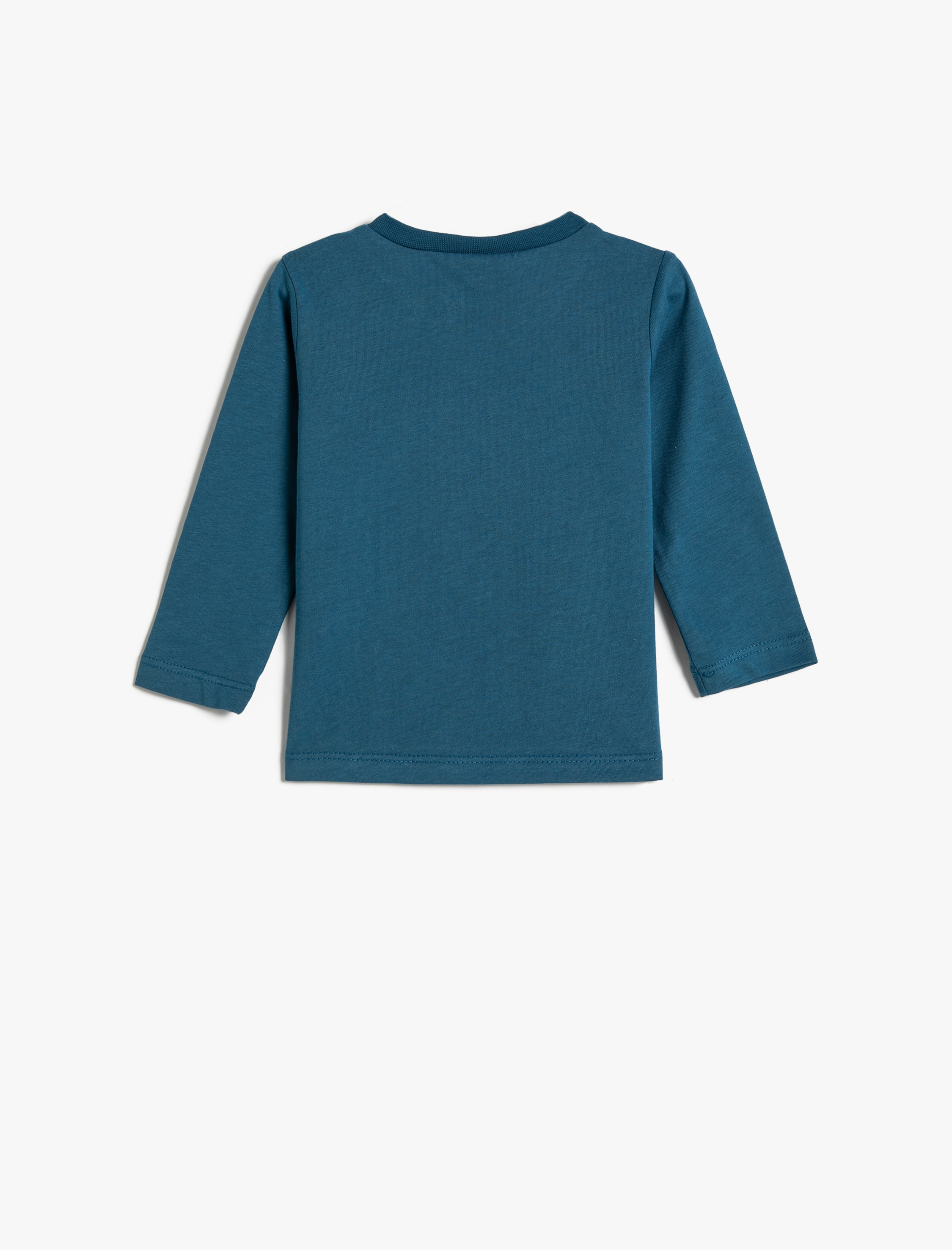  Erkek Bebek Tişört Uzun Kollu Canavar Baskılı Bisiklet Yaka Pamuklu