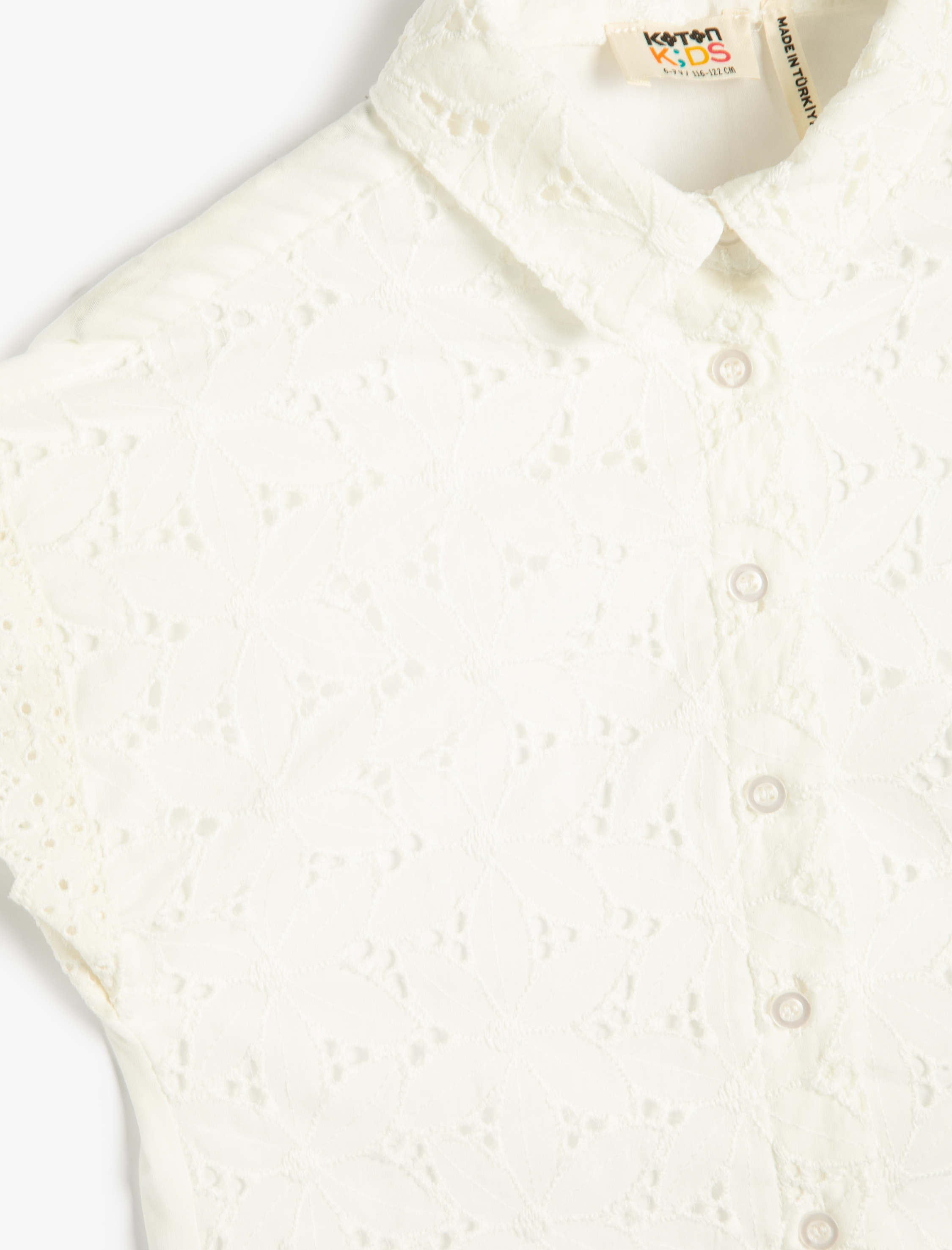  Kız Çocuk Gömlek Kısa Kollu Ribanalı Çıtçıt Kapamalı Pamuklu