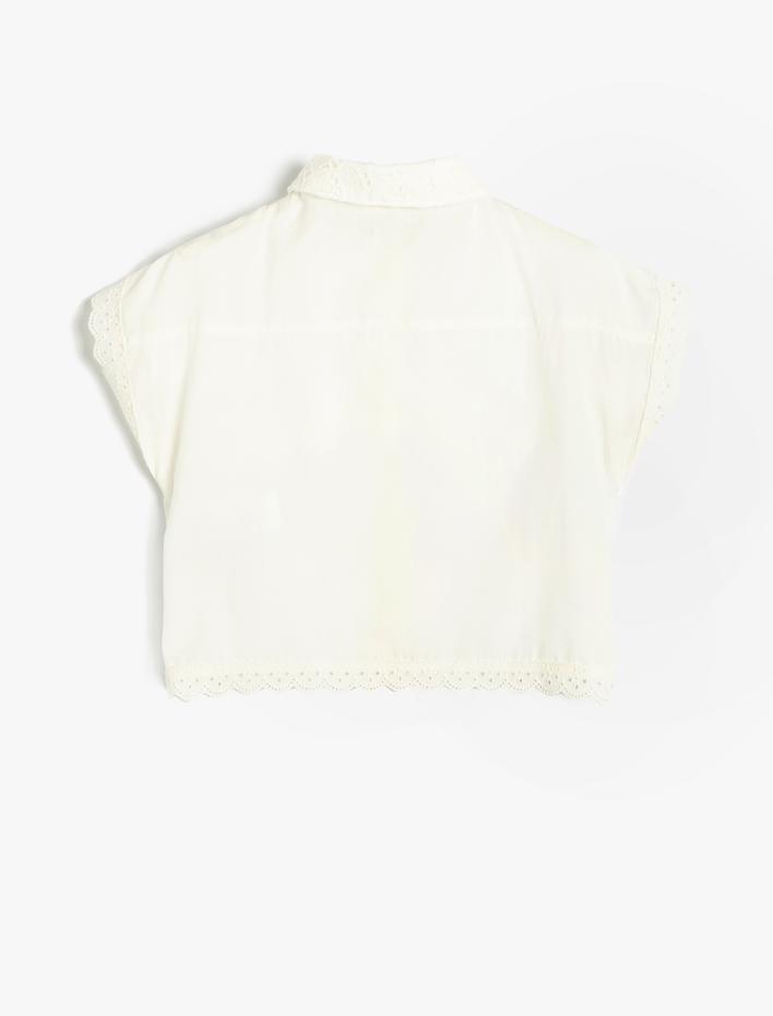 Kız Çocuk Gömlek Kısa Kollu Ribanalı Çıtçıt Kapamalı Pamuklu