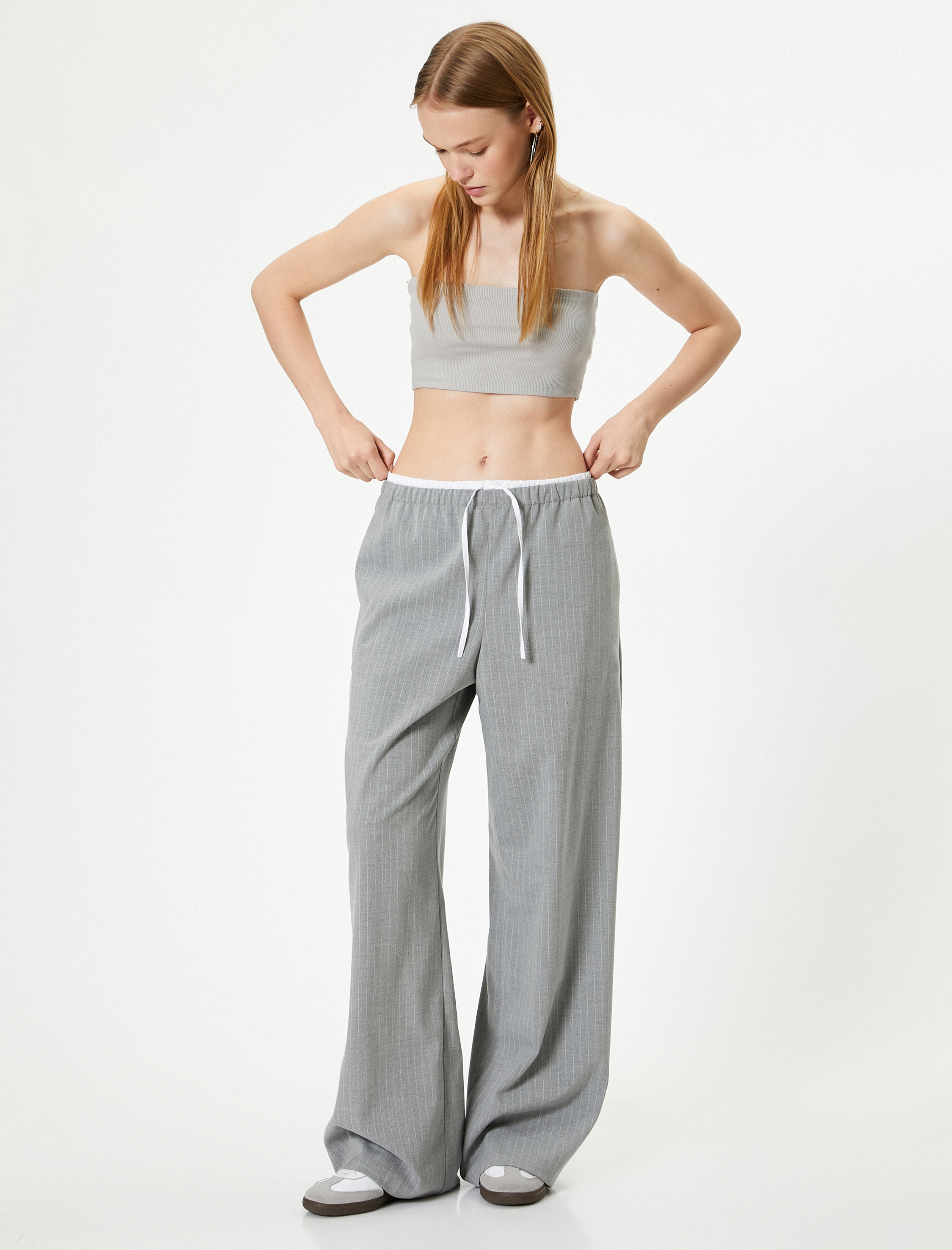   Crop Straplez Üst Ribanalı Pamuklu