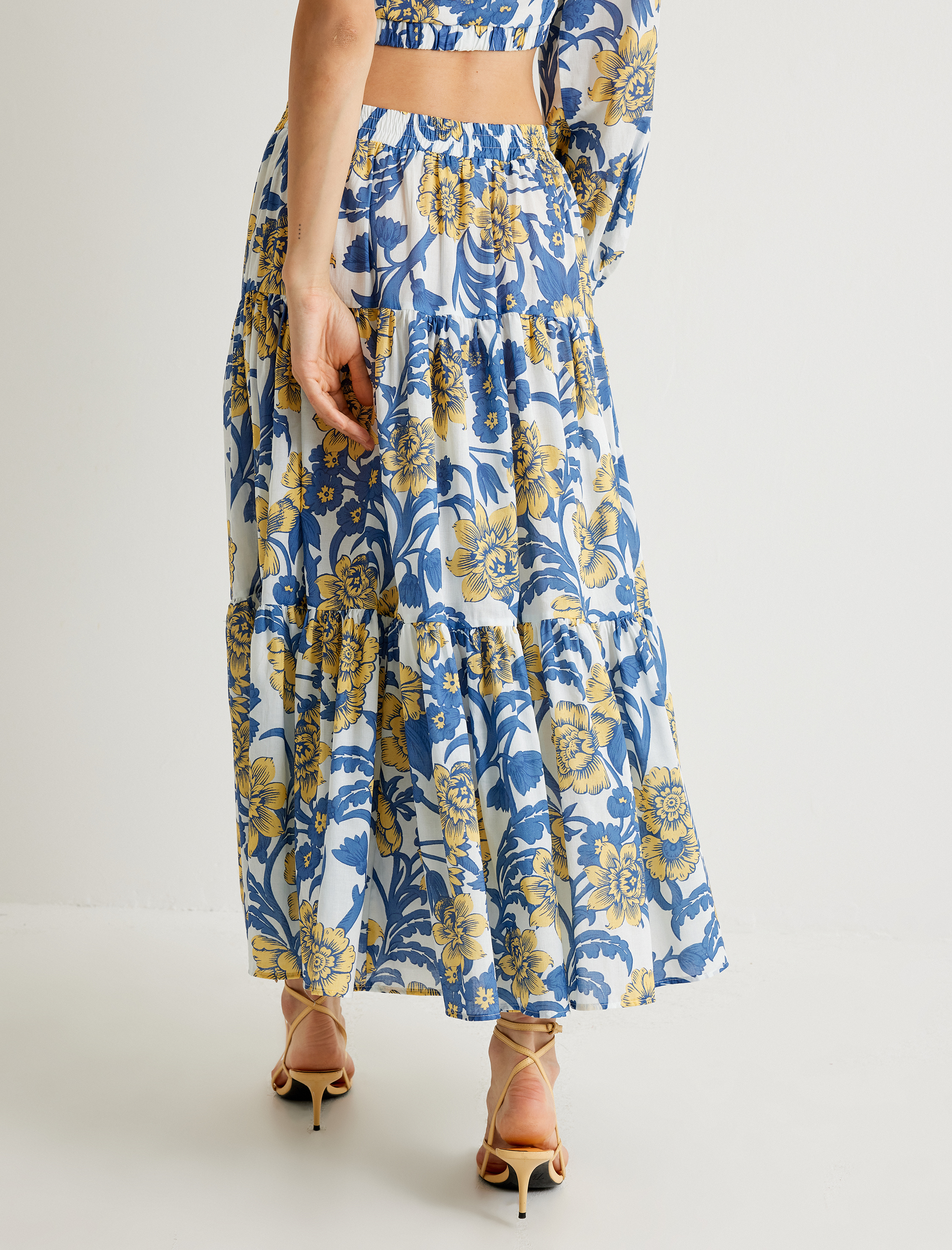   Koton X Melis Ağazat - Midi Çiçekli Etek Yırtmaç Detaylı Katlı